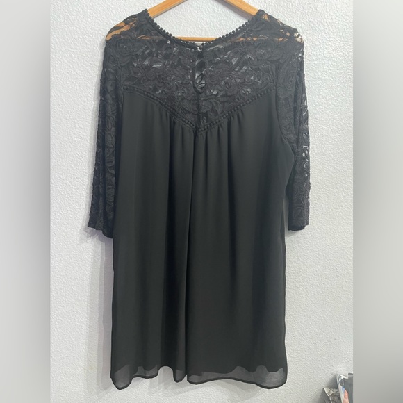 EUC 1X Blk lined Lace Dress - Picture 2 of 9